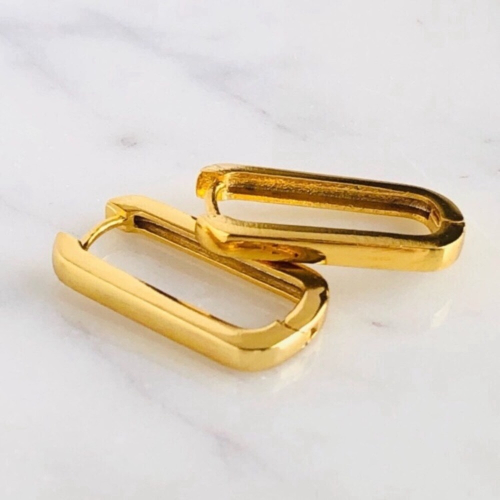 Gold Rectangular Hoop Earrings